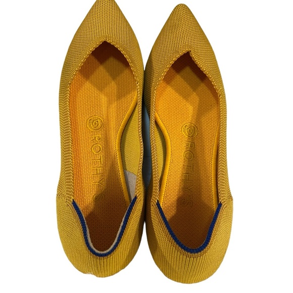 Rothys Point Sunflower Ballet Flats Sise 6.5 Pointed Toe Shoes Vegan - Picture 2 of 7